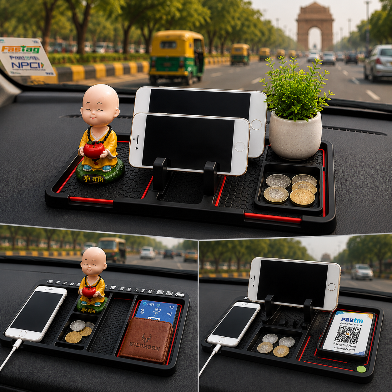 360° Rotating Car Phone Mount & Anti-Slip Dashboard Mat