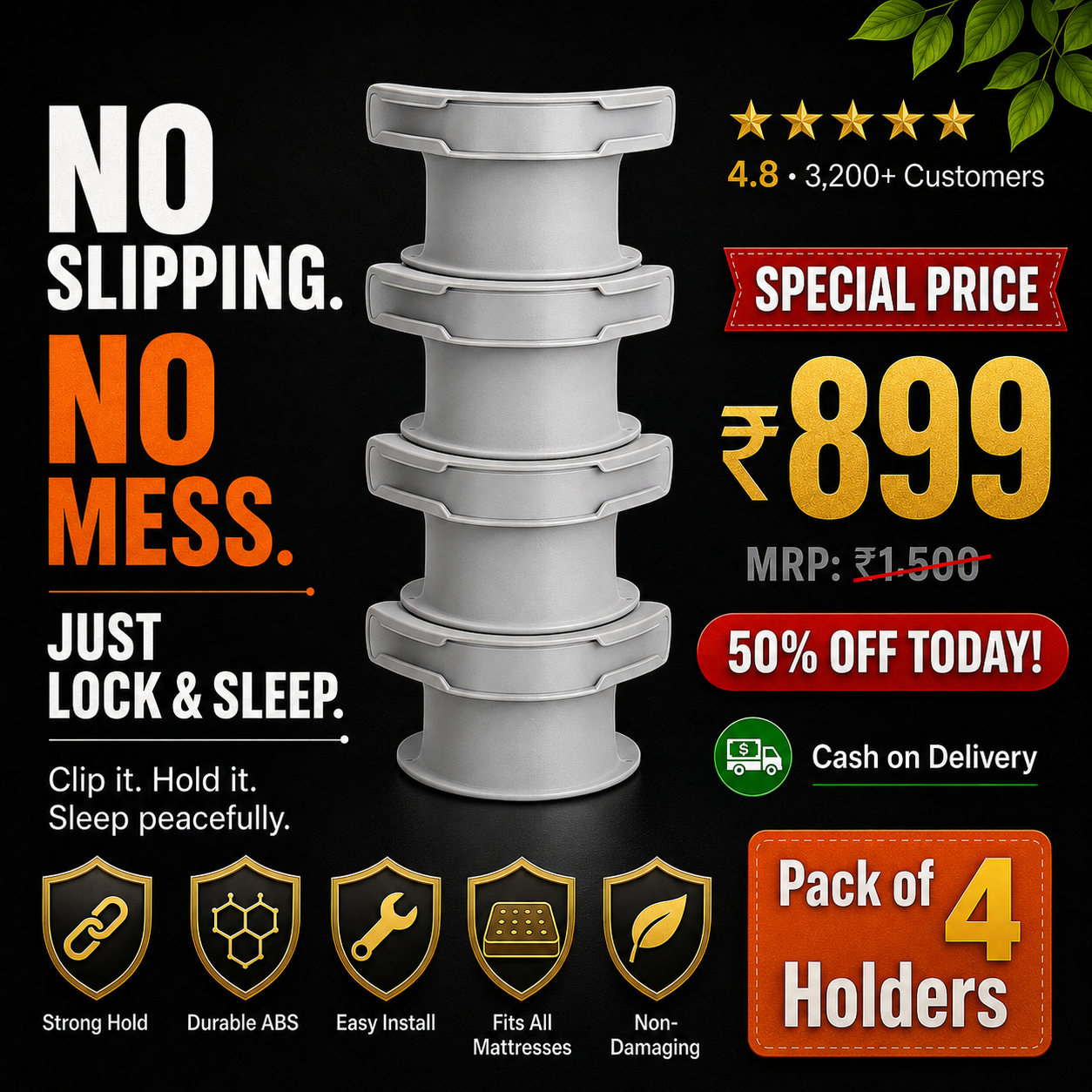 Bed Sheet Clips Pack of 4 (Anti-Slip  Bedsheet Holder)